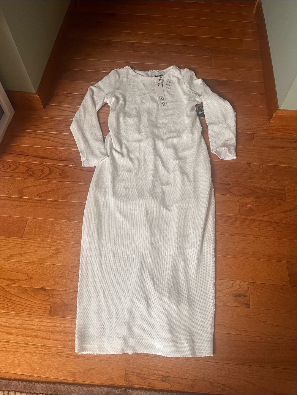 Express White sequin Long Sleeve Dress size large Special Edition Rachael Zoe